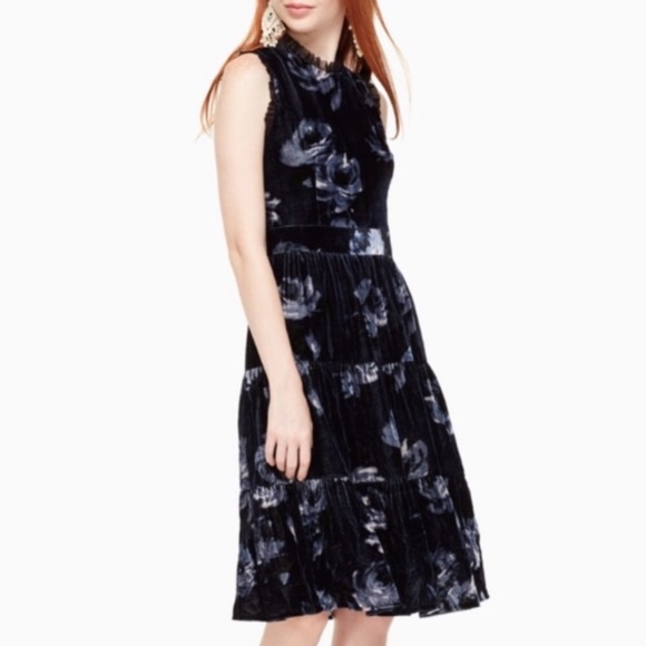 EUC Kate Spade blue velvet dress- perfect for fall and winter. Size 8. - Picture 3 of 4